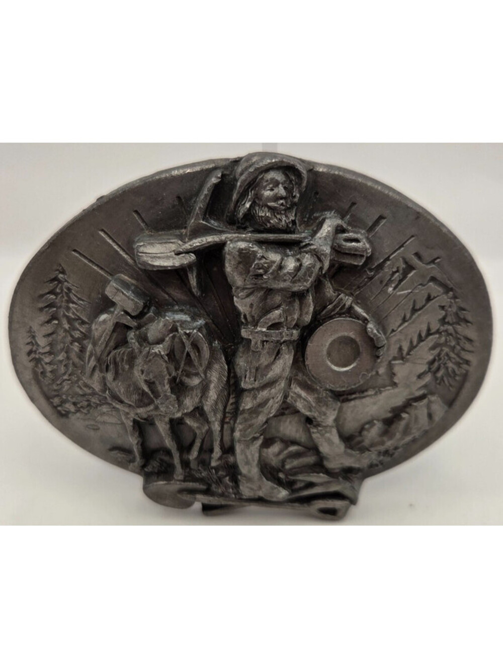 Vintage 1987 Siskiyou Gold Miner Prospector Burro Belt Buckle F-50 USA